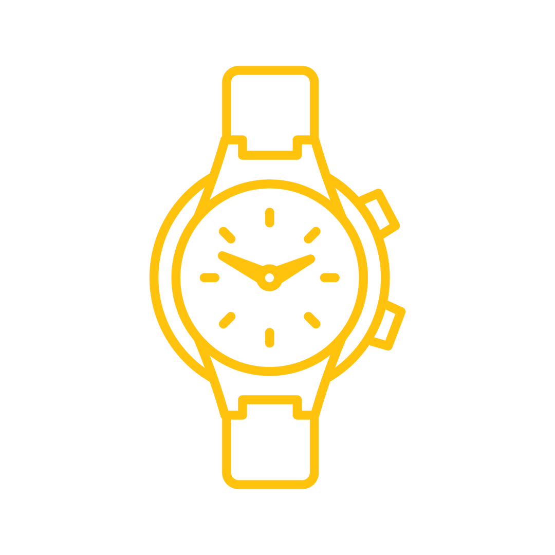 Yellow Watch Icon on Transparent Background