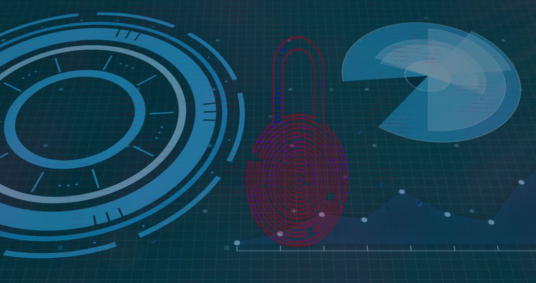 Futuristic Digital Security Interface with Data Analytics Details