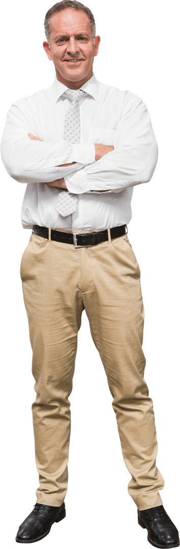 Transparent Professional Male in Business Attire Smiling