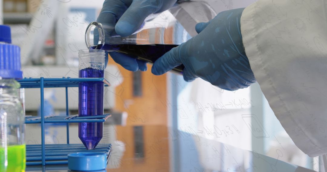 Laboratory Scientist Handling Purple Chemical Sample
