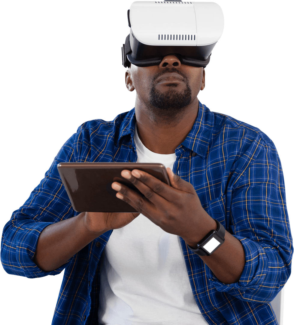 Transparent Image of Man Using Virtual Reality Headset and Tablet - Download Free Stock Images Pikwizard.com