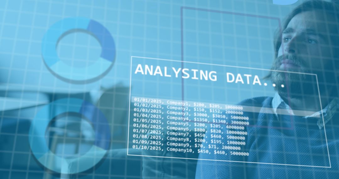 Caucasian Businessman Analyzing Data in Modern Office Interface