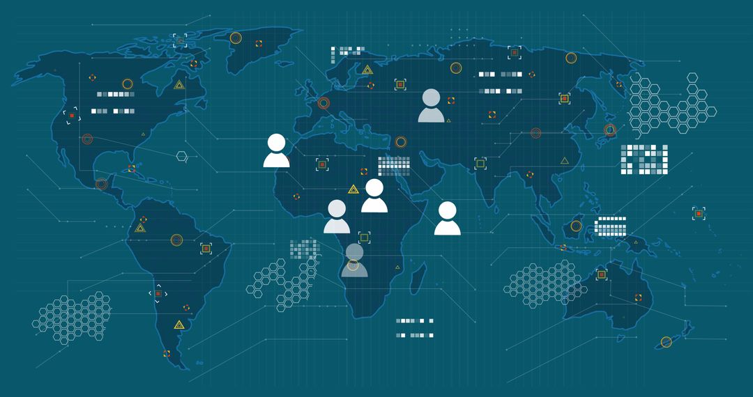 Global Network and Data Processing over Digital World Map