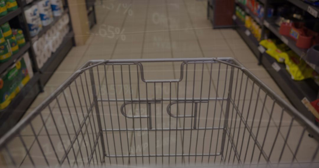 Shopping Cart with Financial Data Overlay, Modern Retail Concept