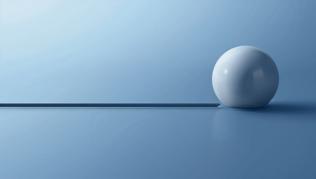 Glossy White Sphere on Minimalist Blue Surface Design