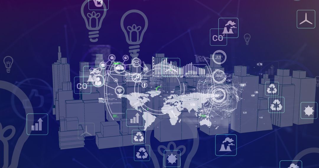 Futuristic Global Technology Network with Digital Clouds