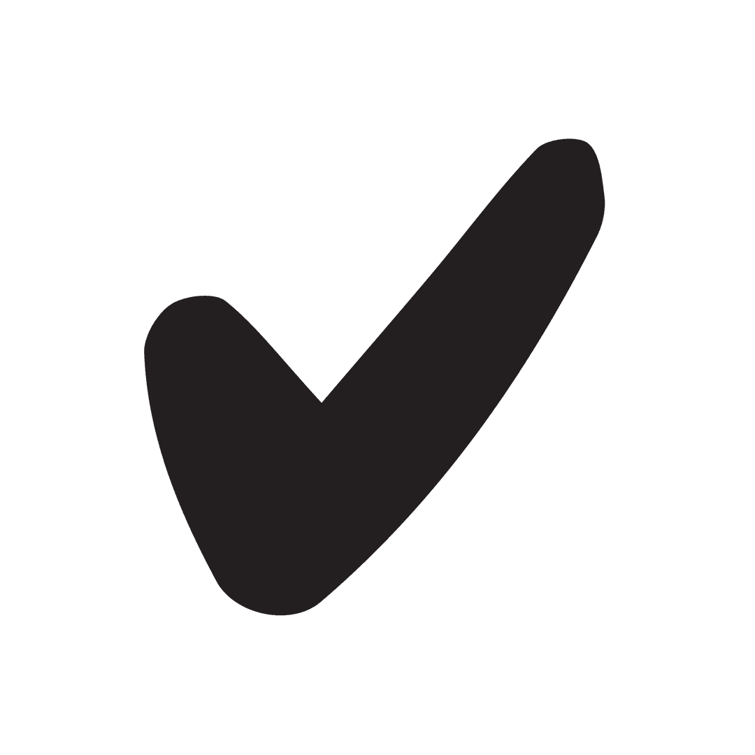 Black Check Mark Icon on Transparent Background