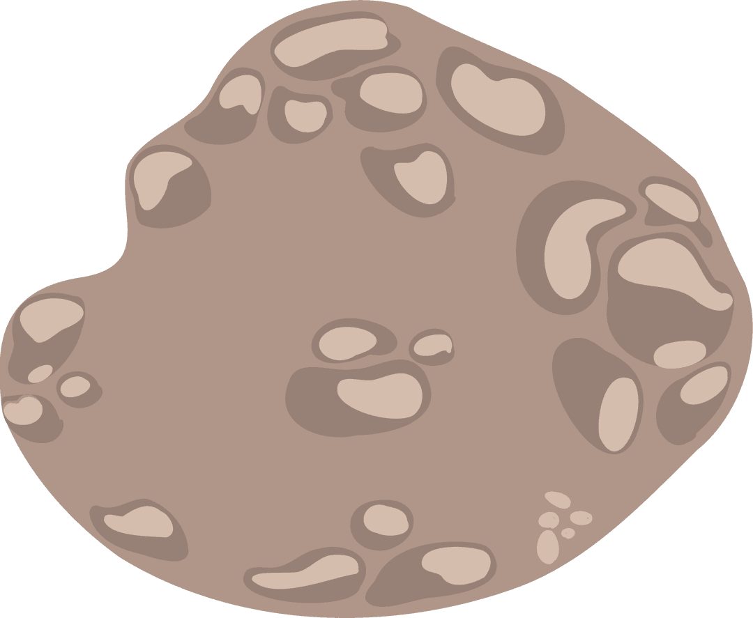Abstract Organic Rock Shape with Brown Spots on Transparent Background