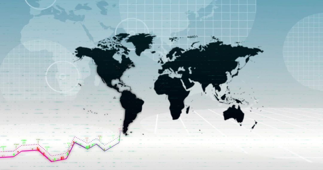 Digital Data Overlay on World Map for Global Business Analysis