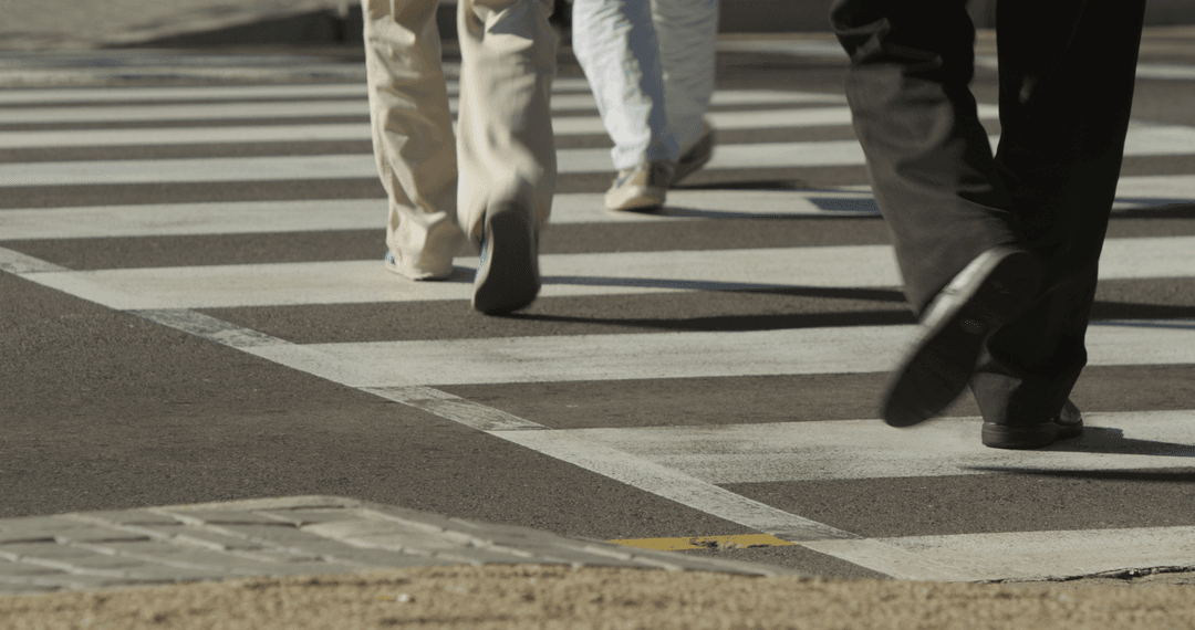 Transparent Urban Scene Pedestrians Crossing Street
