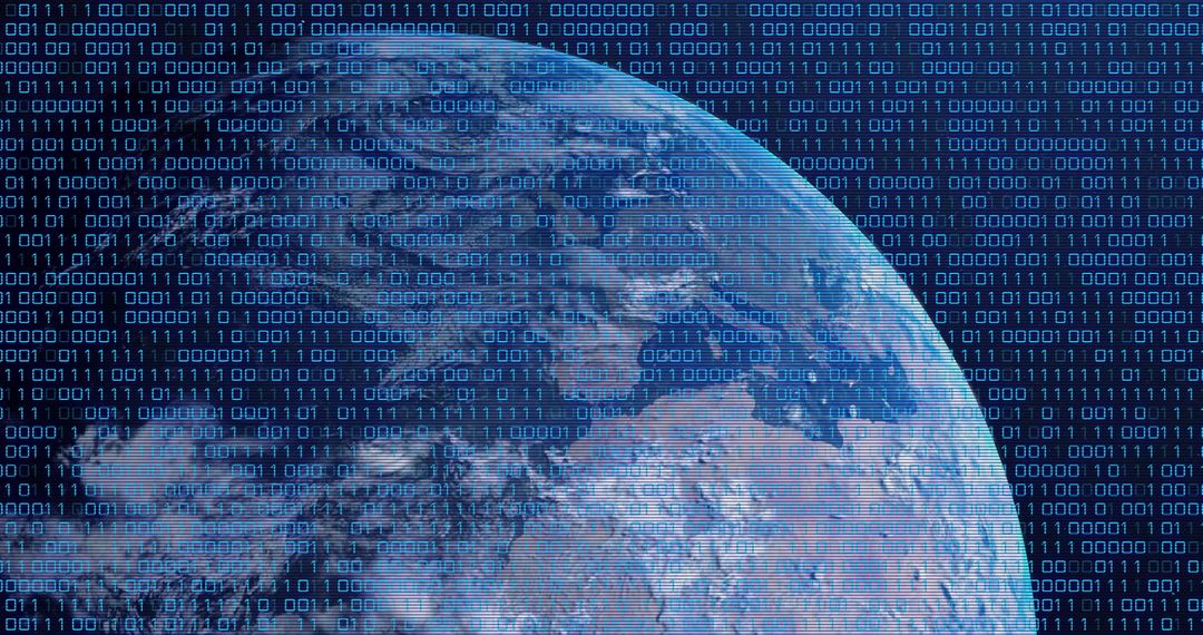 Earth Overlaid with Binary Code for Global Data Connections - Free Images, Stock Photos and Pictures on Pikwizard.com