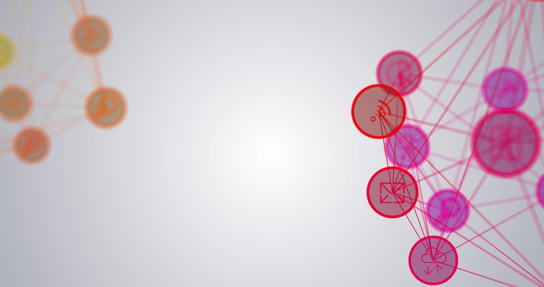 Digital Network of Connections and Interface Icons