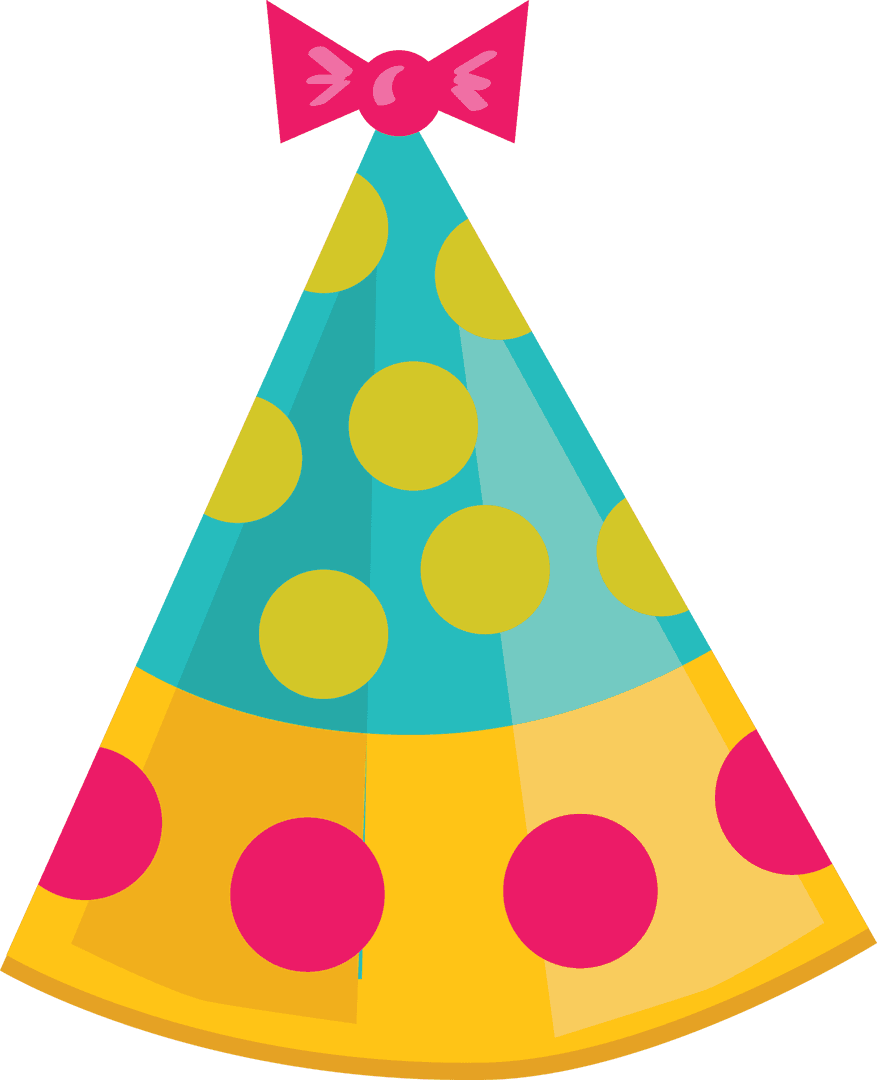 Colorful Party Hat with Dots on Transparent Background