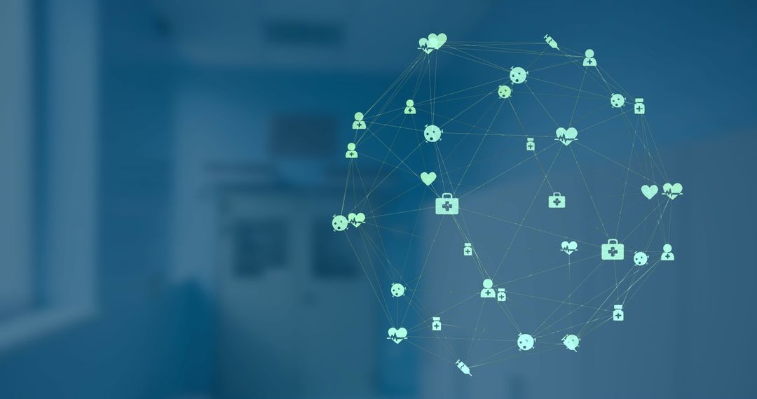Digital Medical Network on Abstract Blue Background