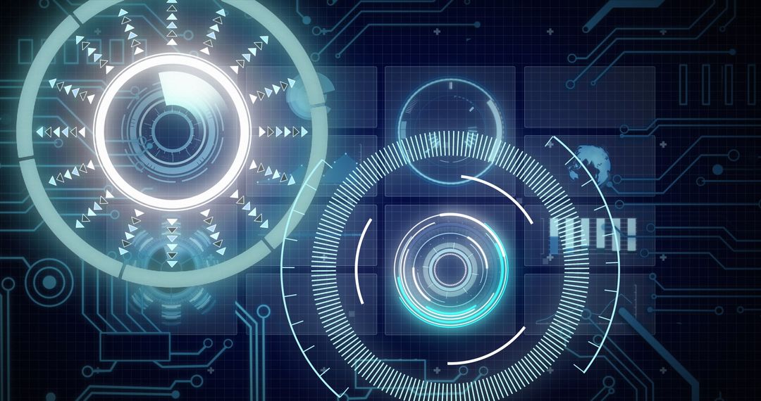 Futuristic Digital Interface with Holographic Scanners