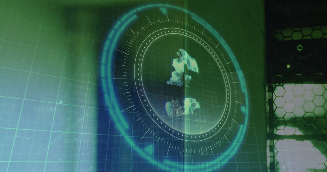 Pound Symbol on Rotating Digital Lock Over Data Processing Display