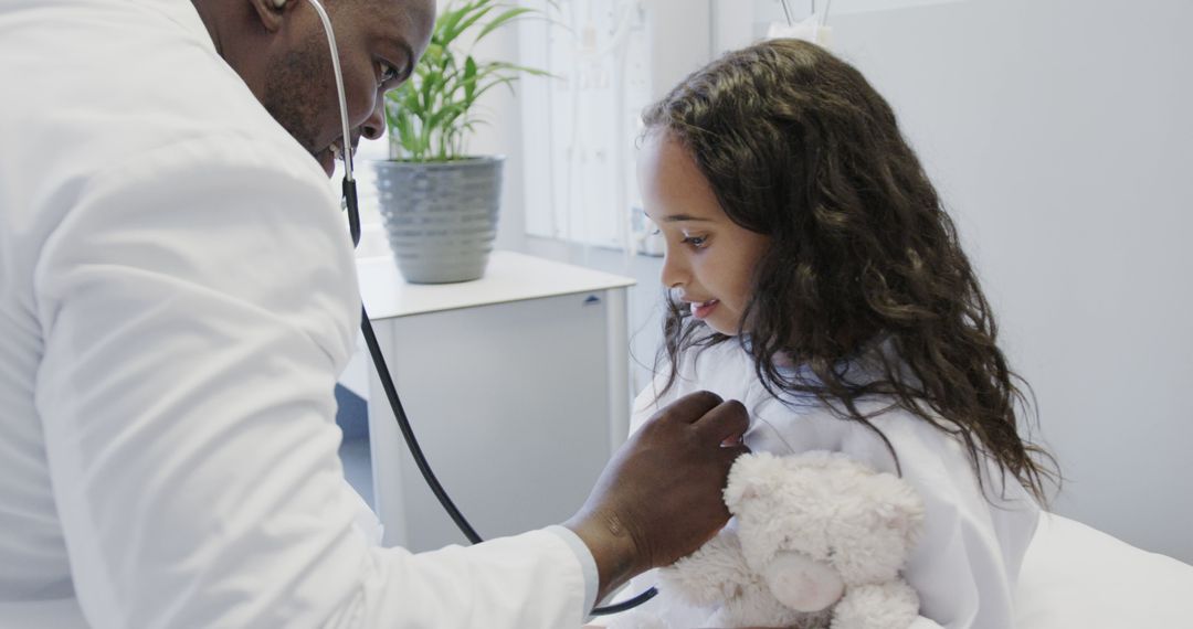 Doctor Listening to Young Girl's Heartbeat with Stethoscope - Free Images, Stock Photos and Pictures on Pikwizard.com