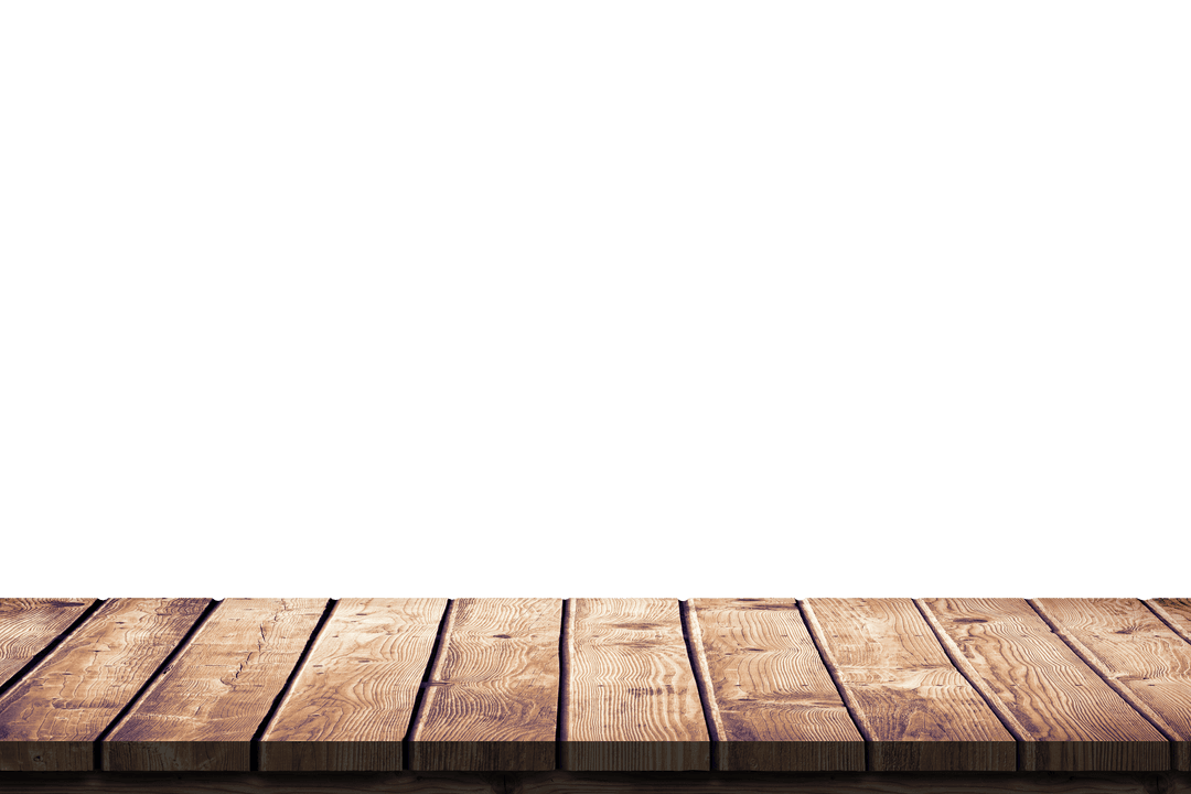 Transparent Background Wooden Table Close-Up