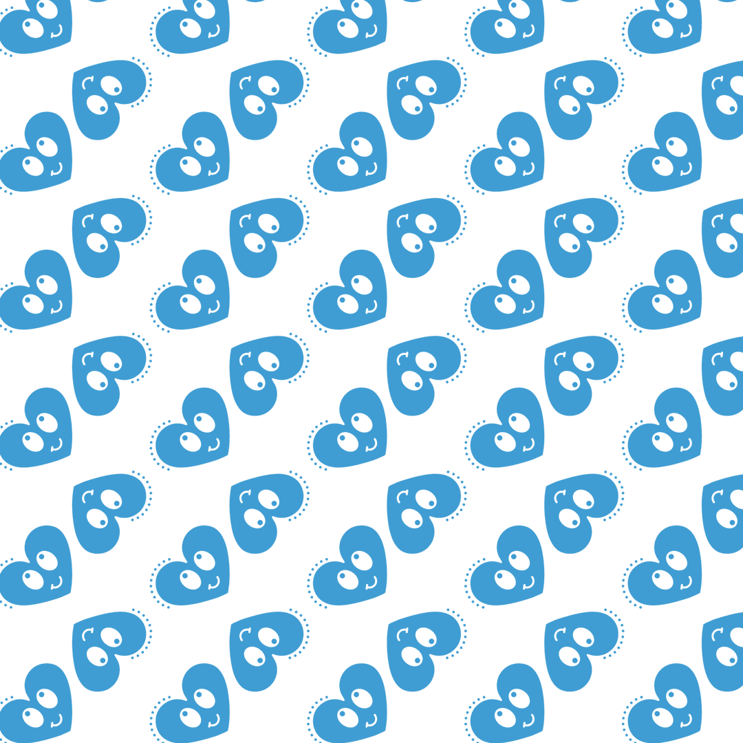 Blue Heart Pattern on Transparent Background Seamless Design