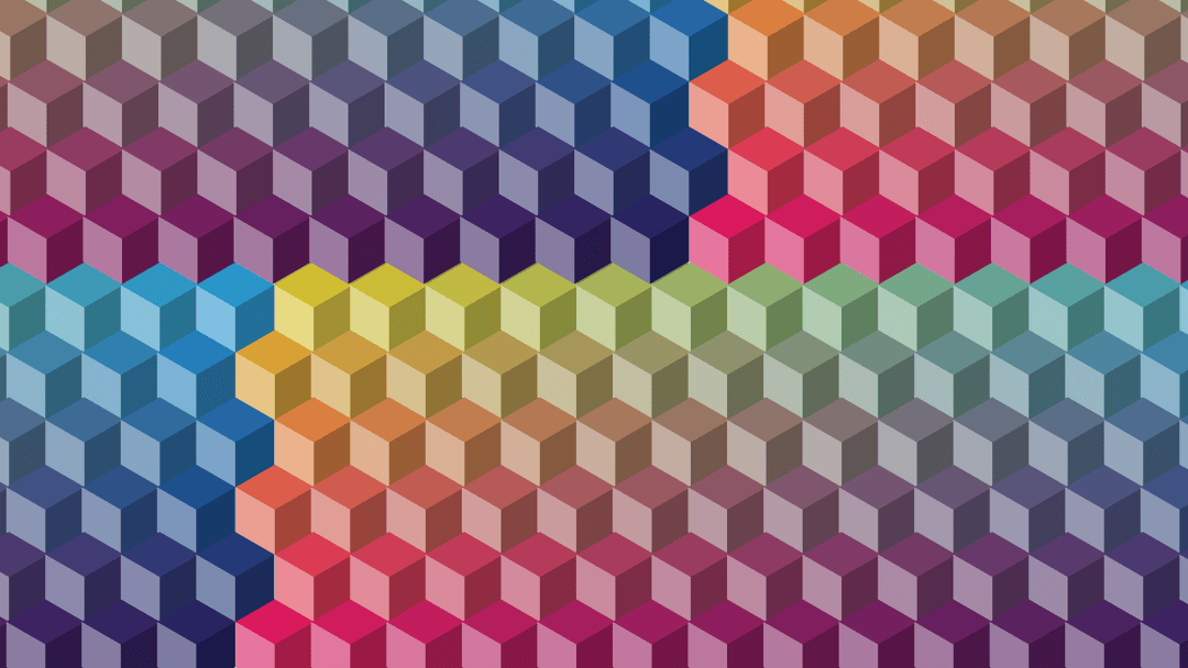 Vibrant isometric cubes repeat pattern with gradient colors