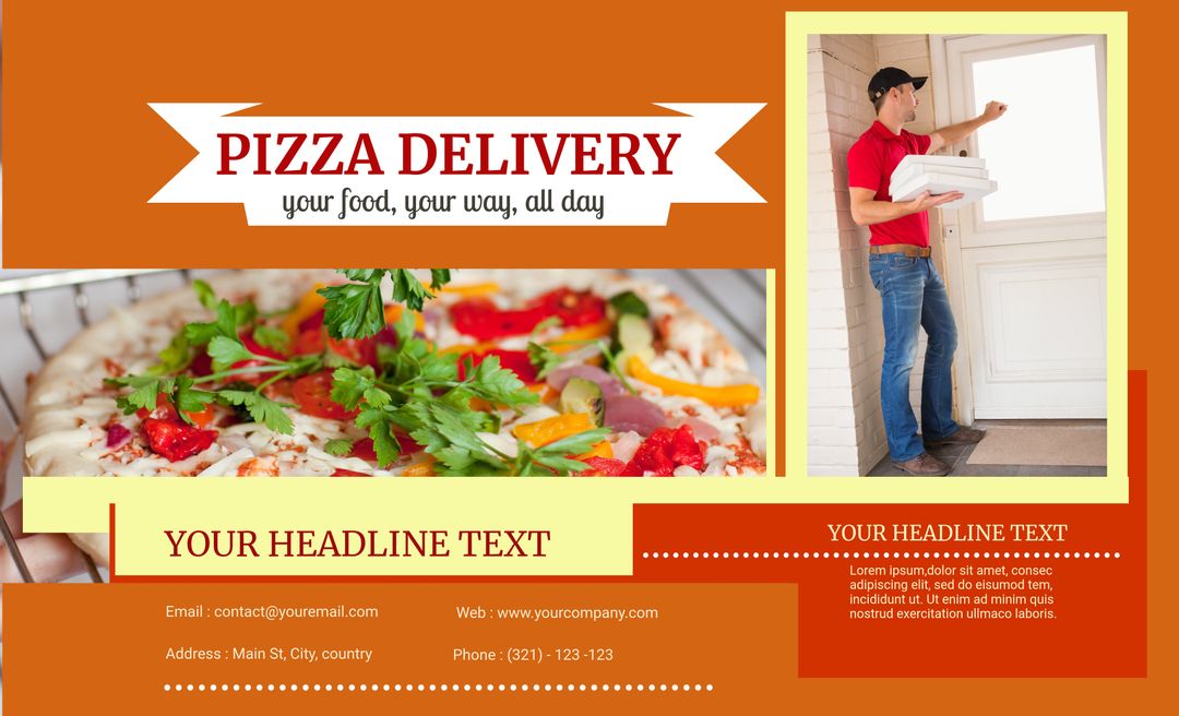 Customizable Pizza Delivery Service Marketing Template - Download Free Stock Templates Pikwizard.com