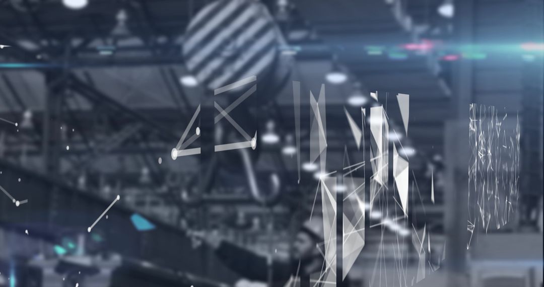 Abstract Warehouse with Digital Geometric Overlays