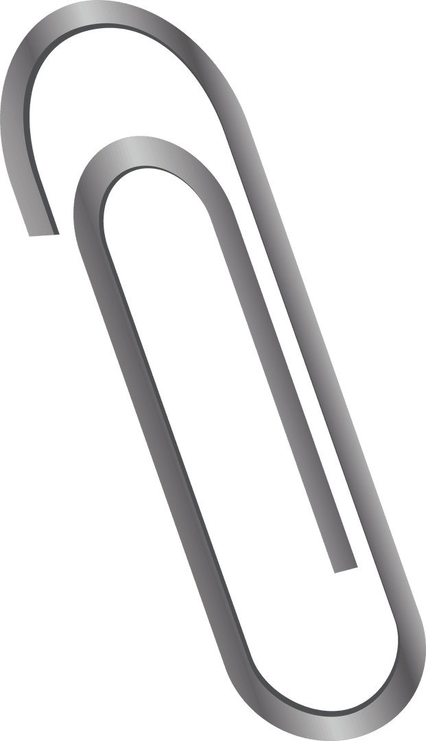 3D Silver Paperclip with Transparent Background