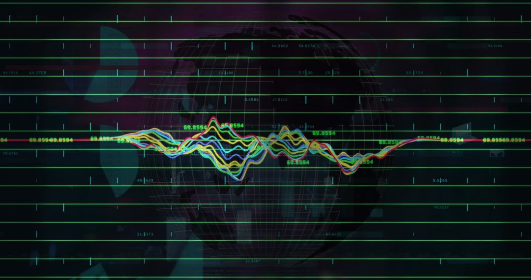 Dynamic Financial Graphs and Charts on Black Background