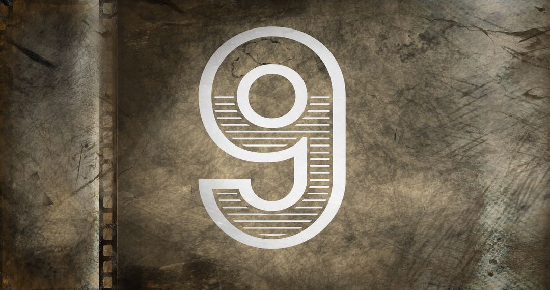 Rustic Number Nine on Weathered Metallic Surface