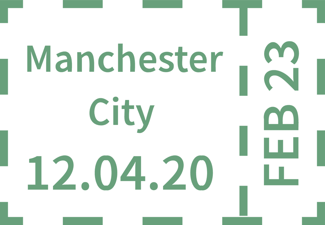 Transparent Event Ticket Stub with Manchester City Details