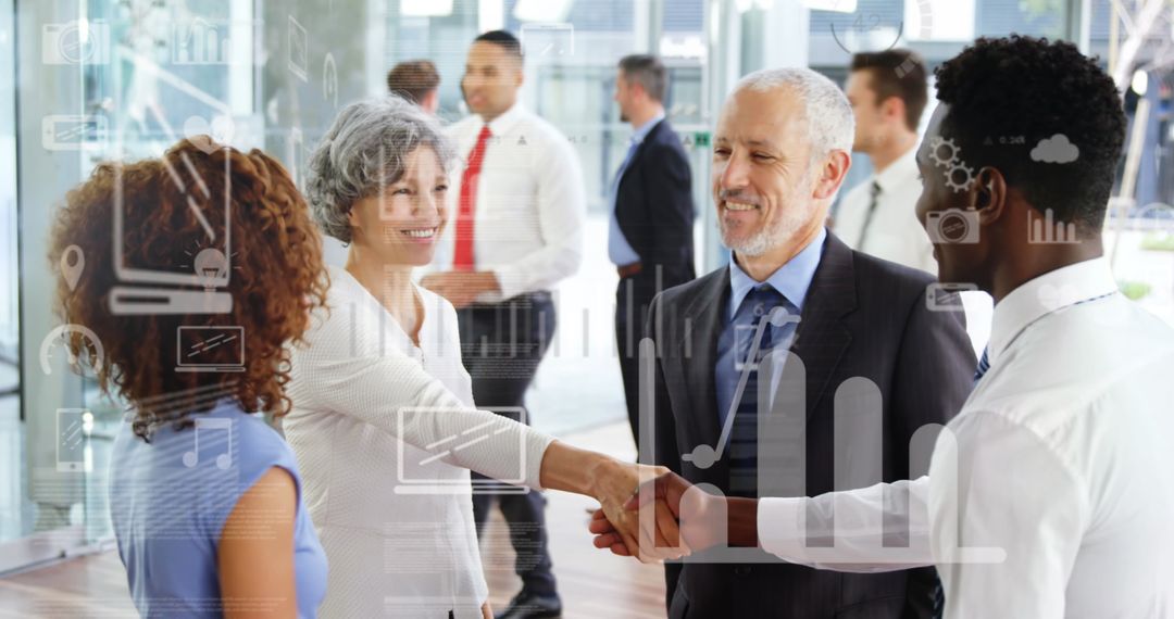 Diverse Business Team Collaborating with Data Interface