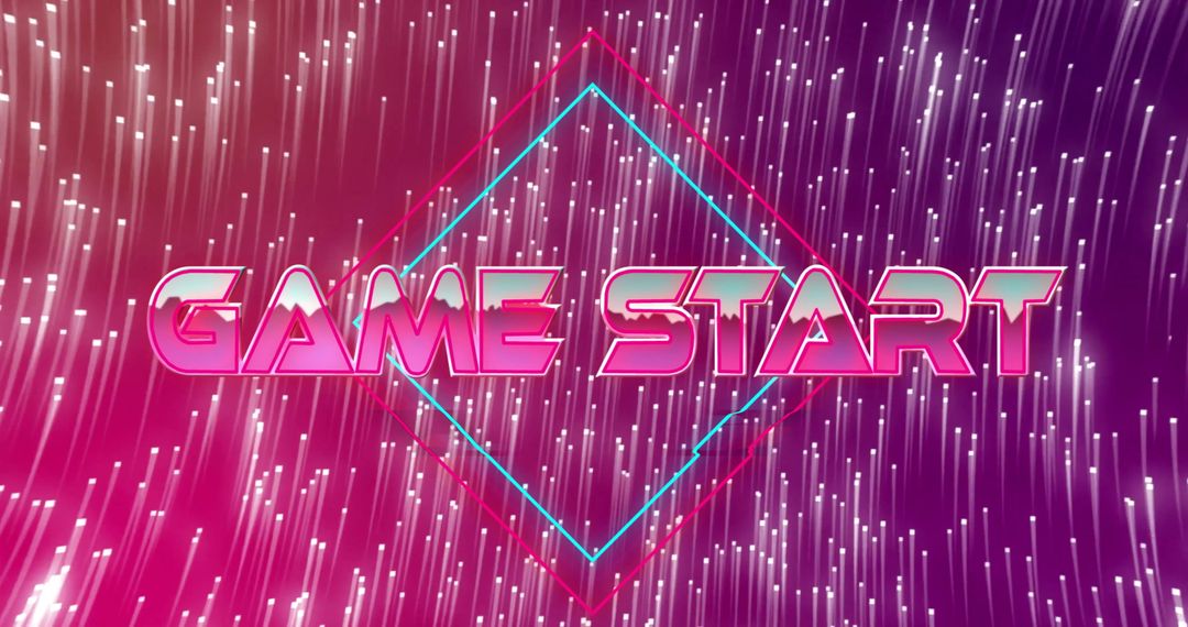 Flashing Neon Game Start Text in Digital Environment