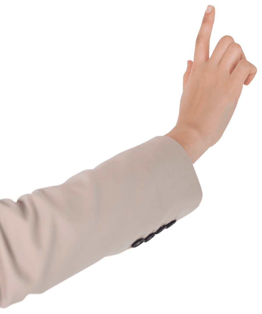 Index Finger of Businesswoman on Transparent Background