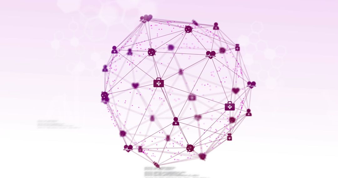 Digital Network Sphere with Healthcare Icons and Connectivity