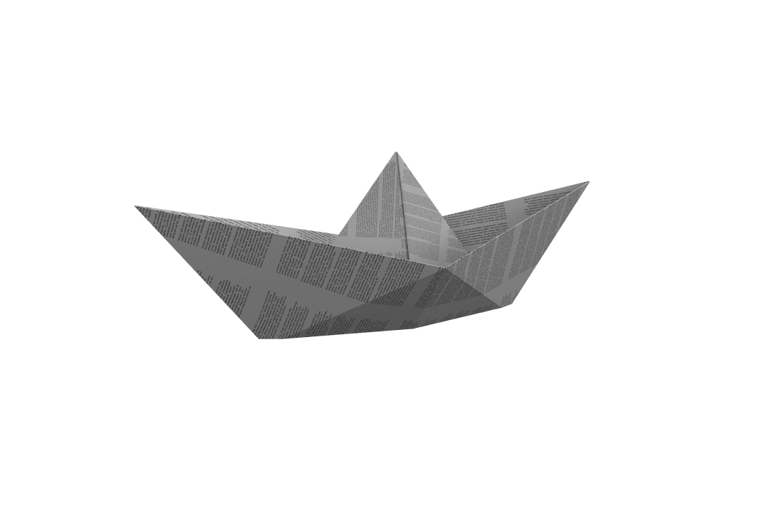 Transparent Origami Paper Boat Overlay with Text Details