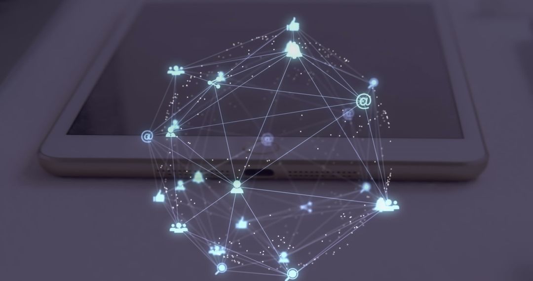 Digital Icons Building Global Network Over Office Desk