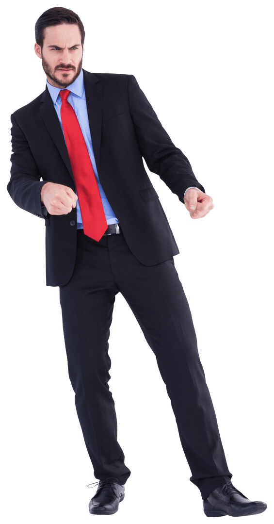 Transparent Businessman Pulling Gesture