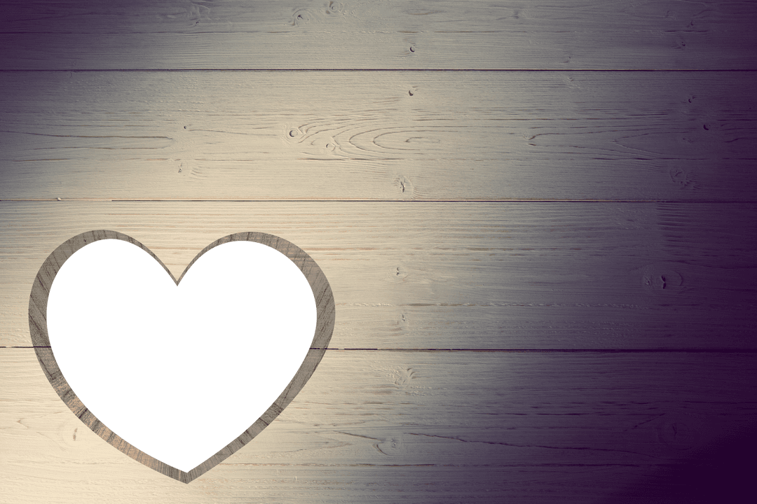 Black Heart on Wood Planks Transparent Background Vector Art