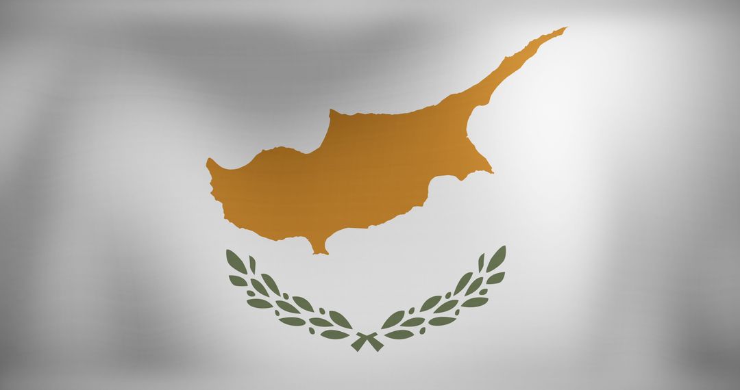 Waving Cyprus Flag with Olive Branch Symbolizing Peace and Unity