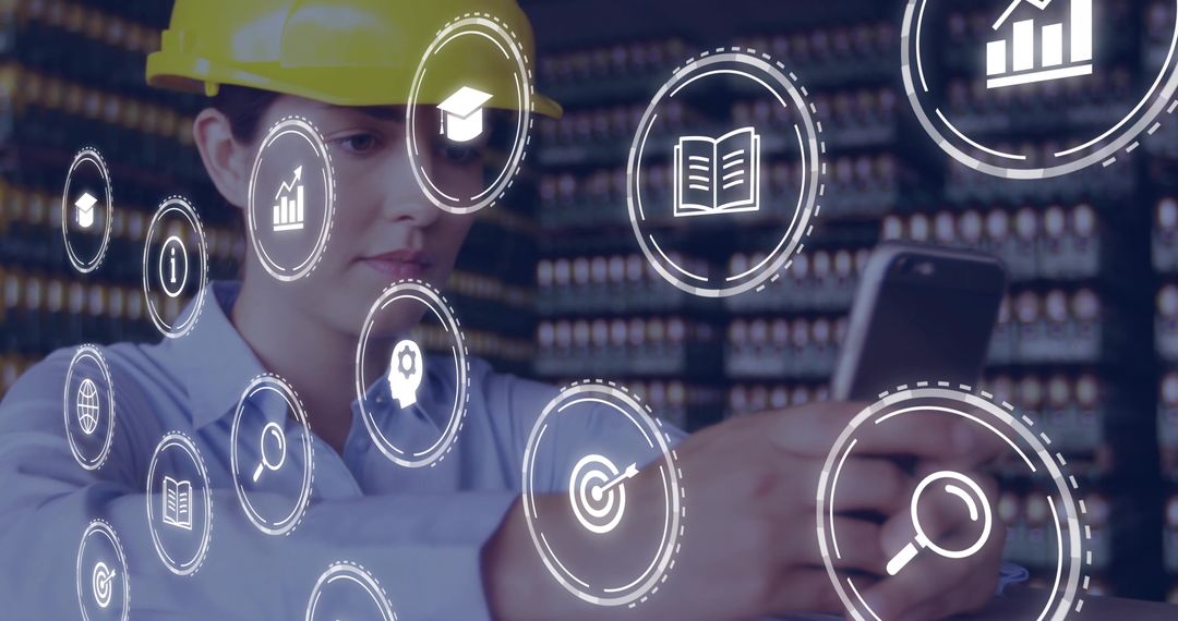 Female Technician Analyzing Data with Innovative Technology Interface