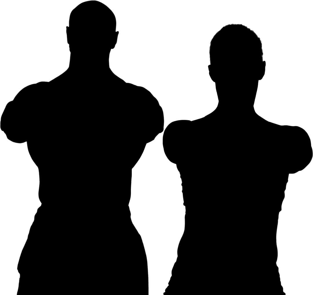 Silhouette of Athletic Couple Arm Crossing Transparent Background