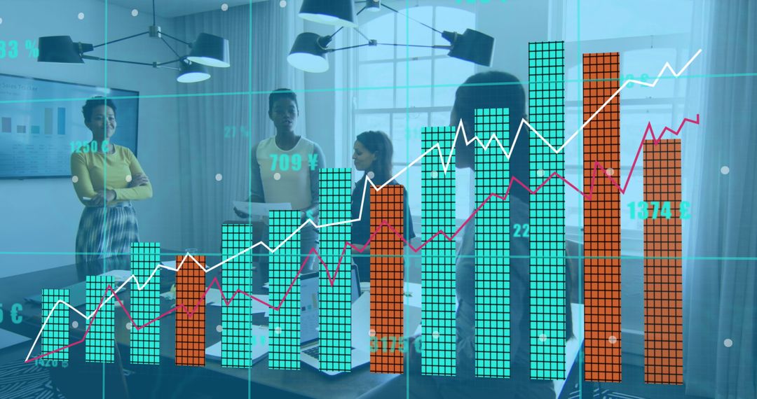 Global Business Team Analyzing Data with Digital Interface Concept