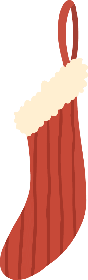 Festive Christmas Stocking with Red Stripes on Transparent Background