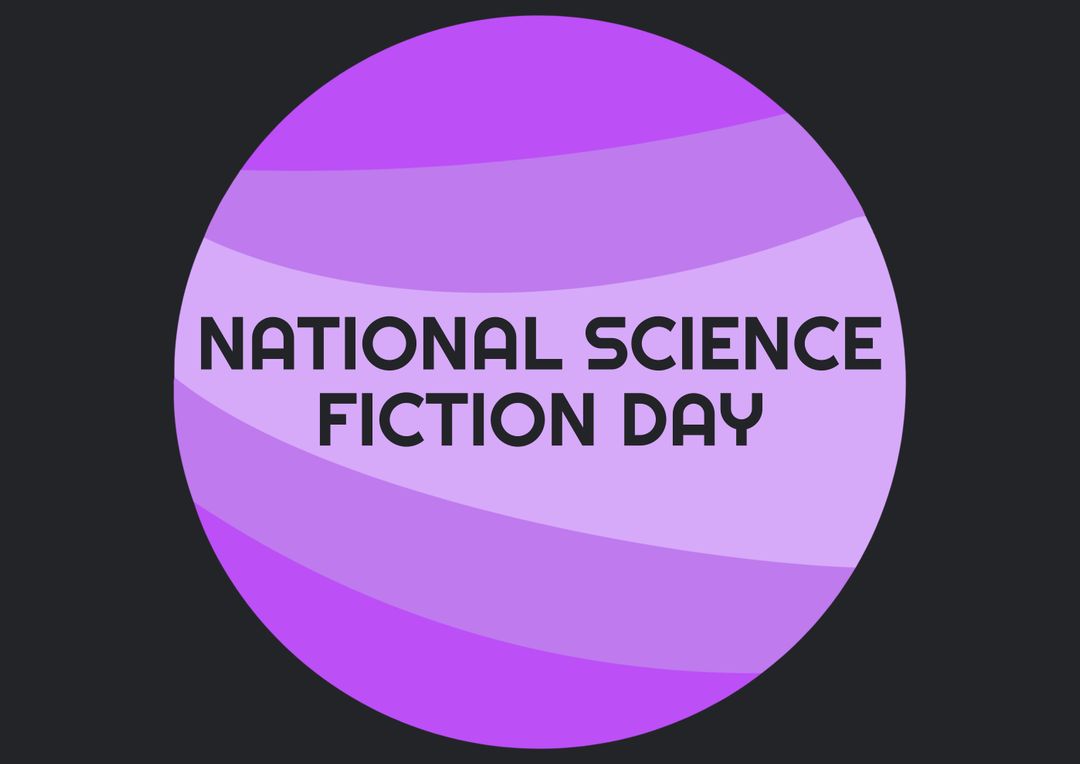 Digital composite of national science fiction day text on purple planet over yellow background - Free Images, Stock Photos and Pictures on Pikwizard.com