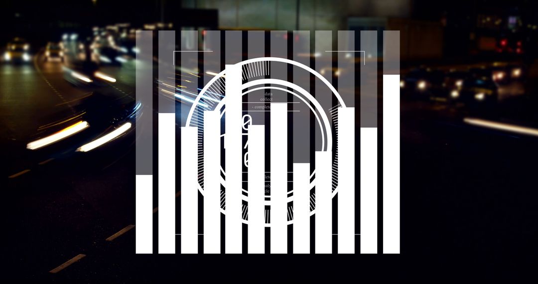 Digital Data Overlay on Night Cityscape for Business and Technology