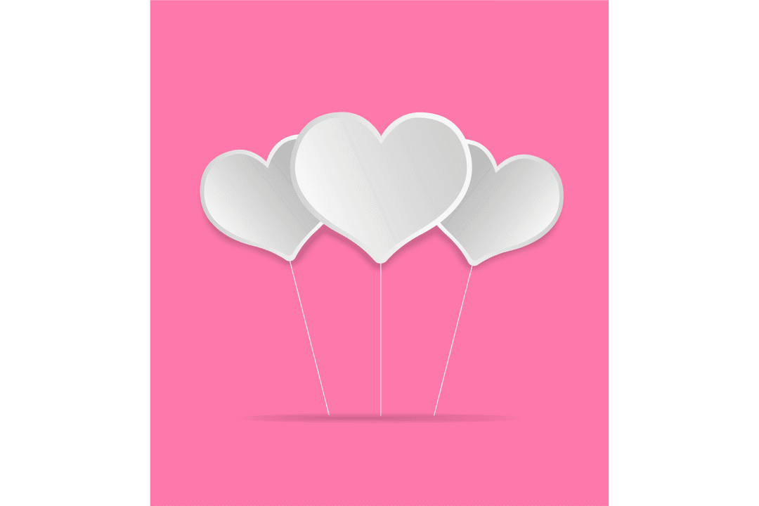 Transparent Heart Balloons on Pink Background for Valentine's Day
