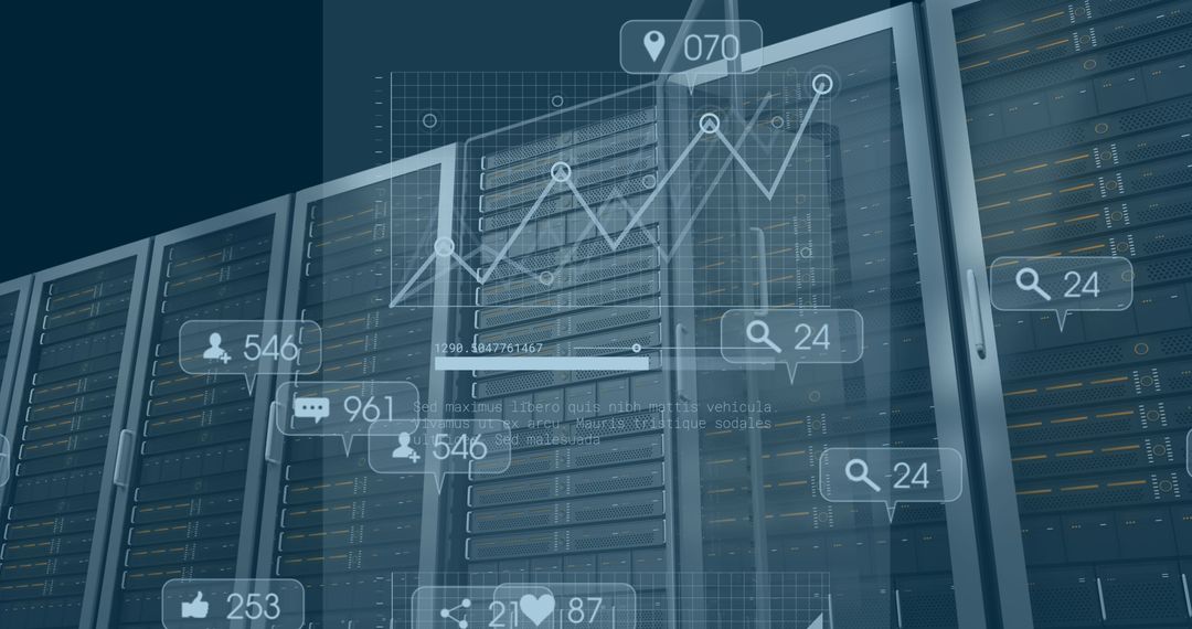 Digital Interface Over Server Room with Data Analytics