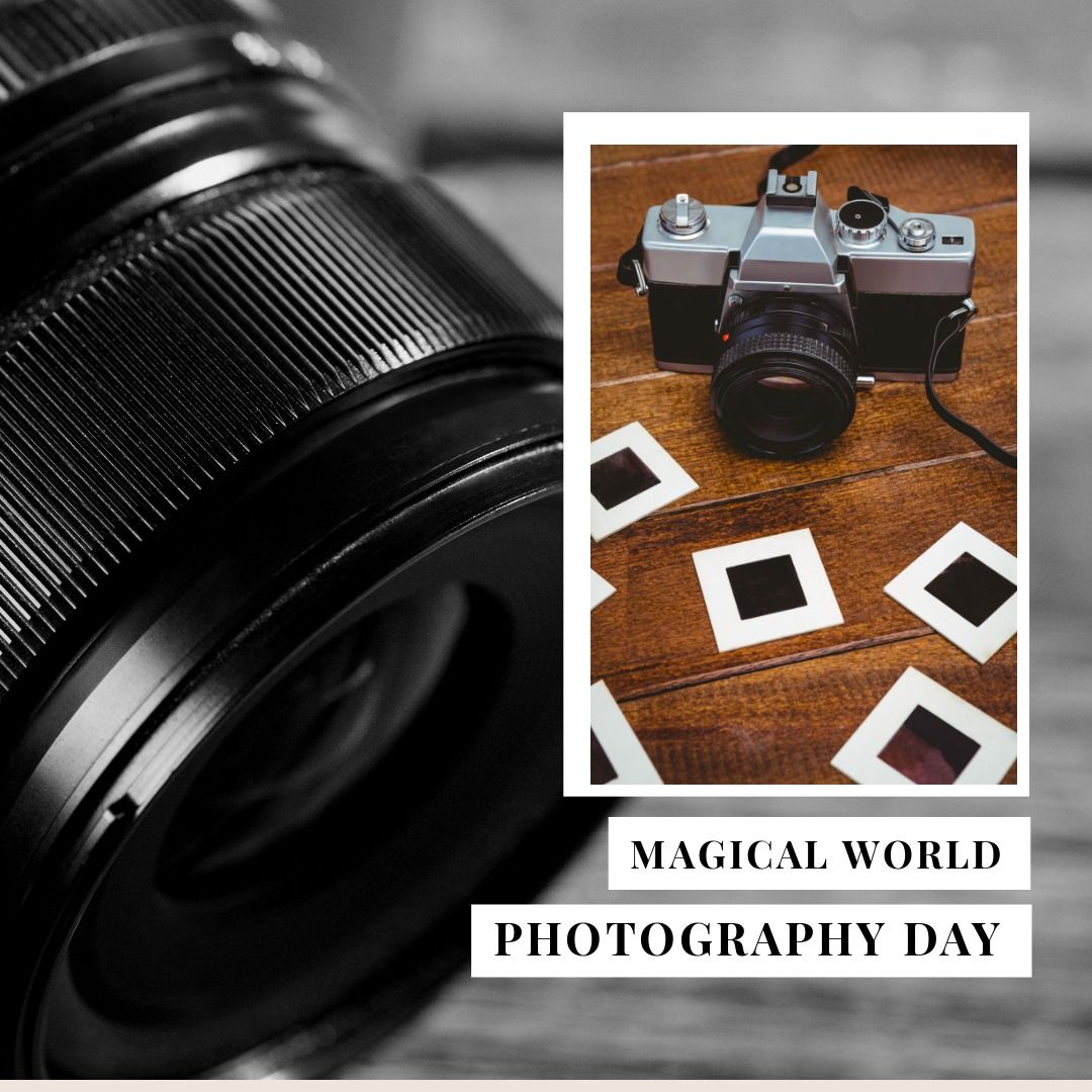 Celebrating Photography Day with Retro Camera and Photo Slides - Download Free Stock Templates Pikwizard.com