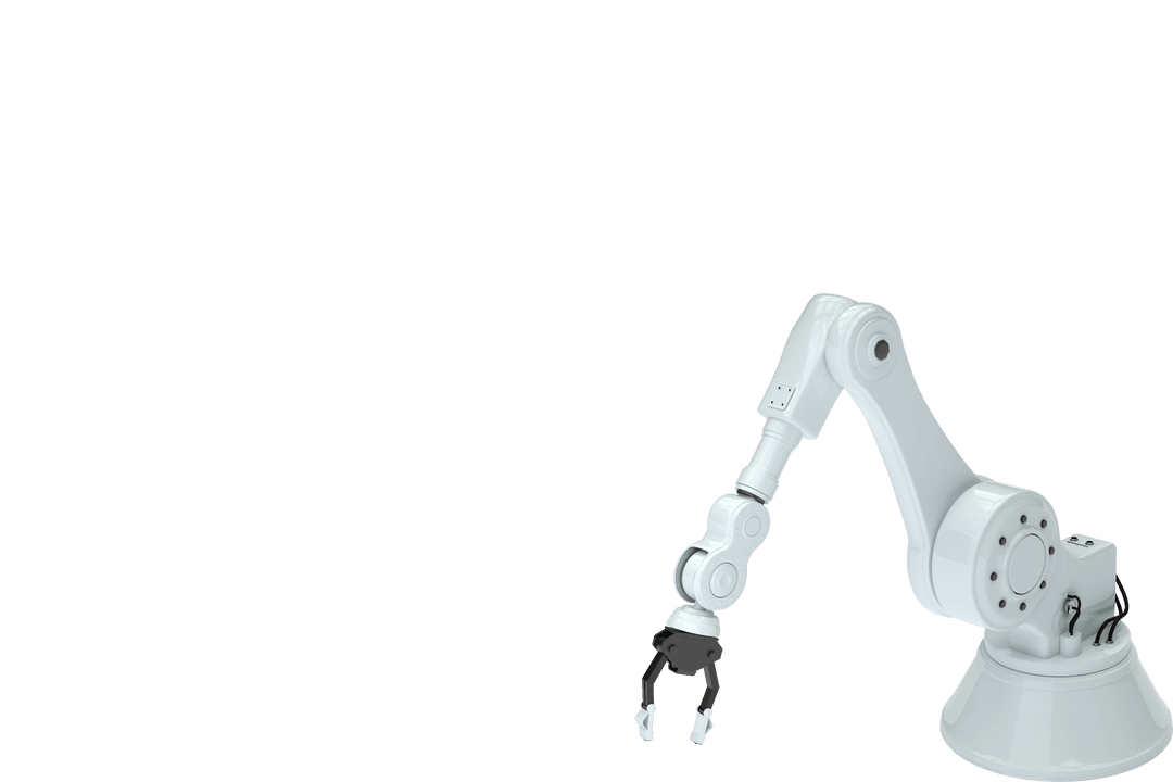 Transparent Robotic Arm with Claw Reaching Out