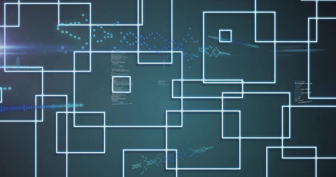 Abstract Floating Rectangles on Digital Network Background